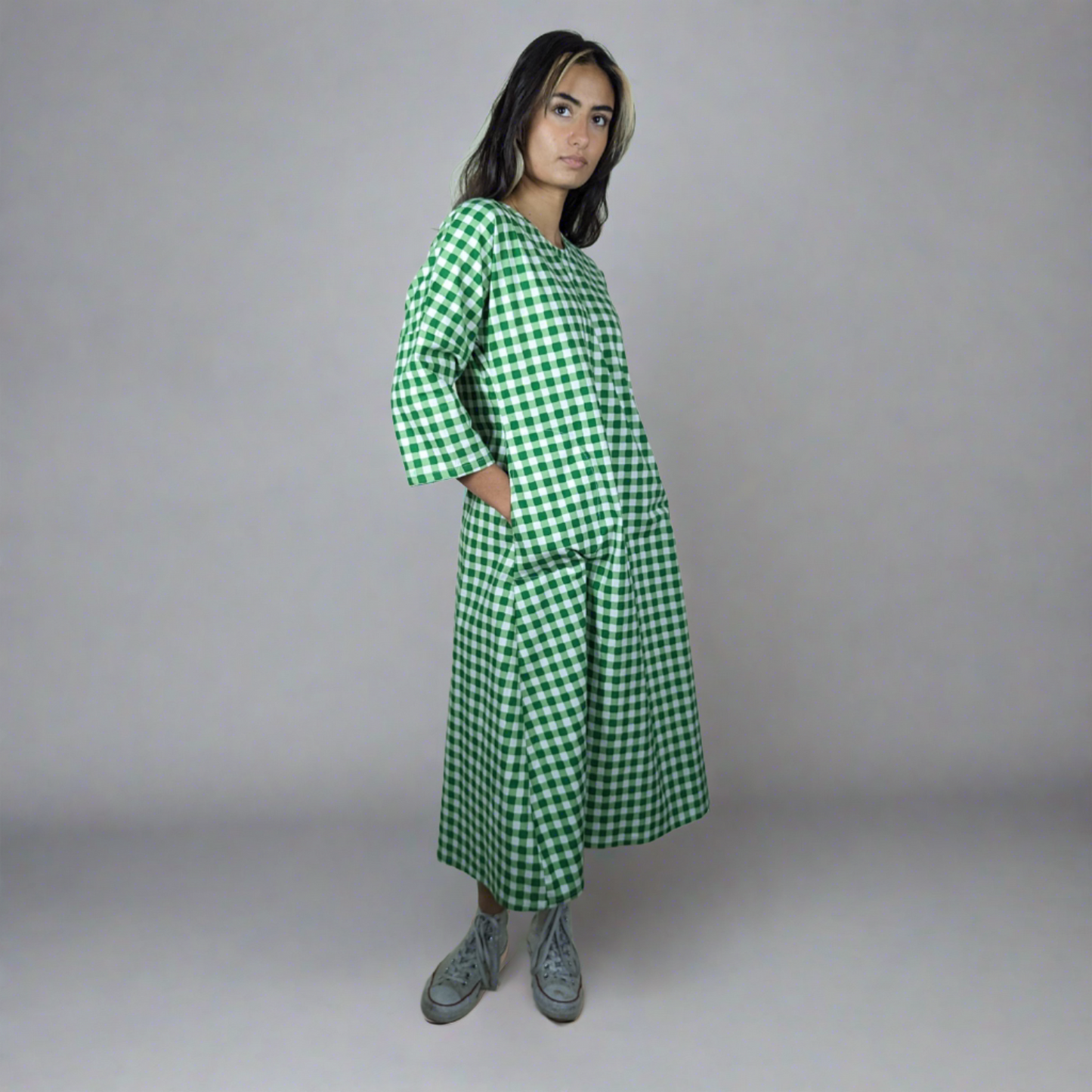 The Weekend Dress - Green Gingham